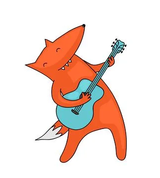 Fox playing the guitar Stock Illustration