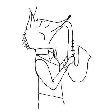 The fox plays the saxophone Stock Illustration