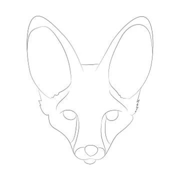 Fox portrait vector illustration, line drawing, wild world Stock Illustration