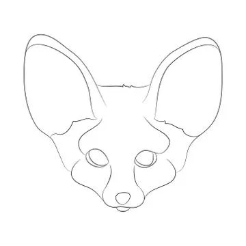 Fox portrait vector illustration, line drawing, wild world Stock Illustration
