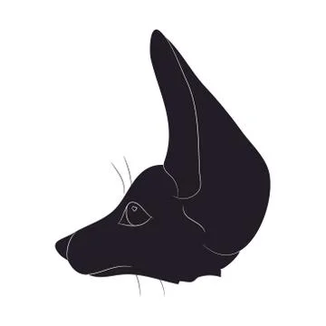Fox portrait vector illustration, silhouette drawing, wild world Illustrazione stock