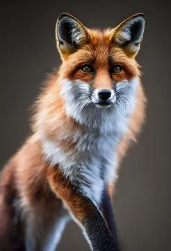 Fox realistic drawing. Stock Illustration