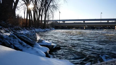Fox River in Appleton, Wisconsin Stock Footage 100527395