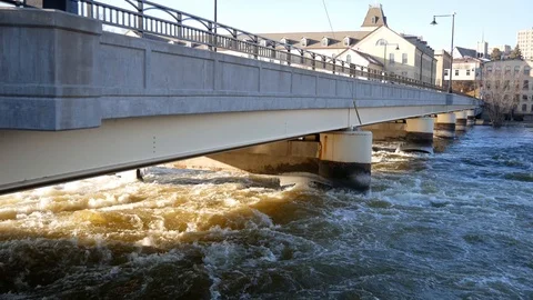 Fox River in Appleton, Wisconsin Stock Footage 100527398