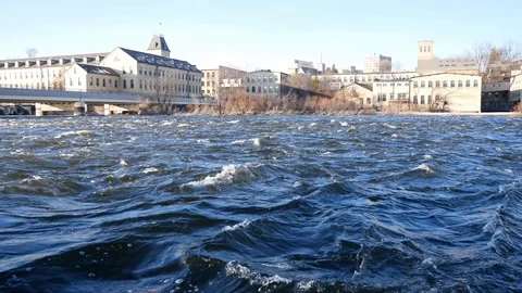 Fox River in Appleton, Wisconsin Stock Footage 100527428