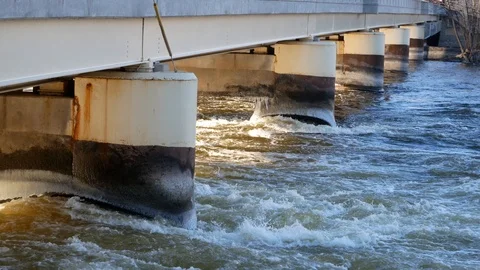 Fox River Going Under a Bridge Stock Footage 100527249