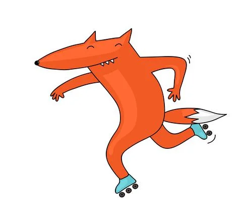 Fox rollerskating Stock Illustration