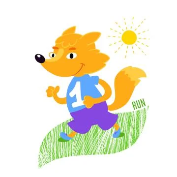 Fox runs vector illustration. Stock Illustration