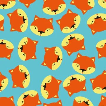 Fox Seamless pattern. Animals Vector illustration background Stock Illustration