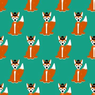 Fox seamless pattern Stock Illustration