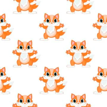 Fox seamless pattern vector Stock Illustration