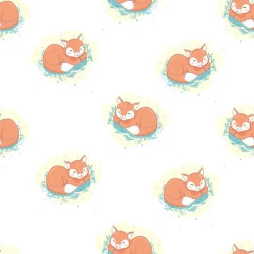 Fox seamless pattern. Vector illustration Stock Illustration