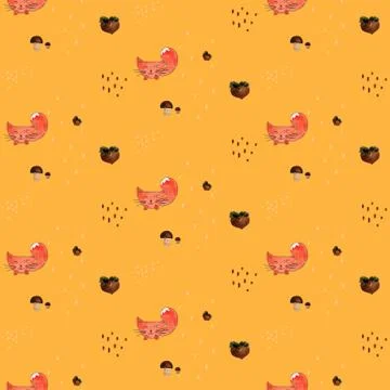 A fox, Seamless Pattern. Watercolor Hand Drawn, a fox Head Seamless Background Illustrazione stock
