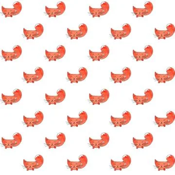 A fox, Seamless Pattern. Watercolor Hand Drawn, a fox Head Seamless Background イラスト素材