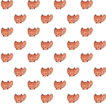A fox, Seamless Pattern. Watercolor Hand Drawn, a fox Head Seamless Background Illustrazione stock