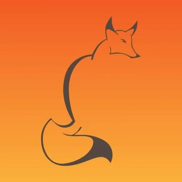 Fox sign in curve lines Illustrazione stock