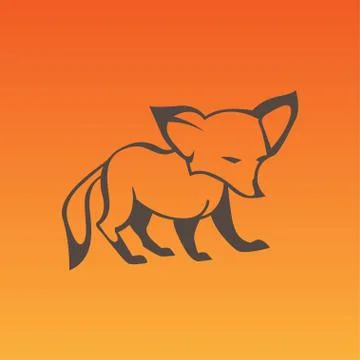 Fox sign in curve lines Stock Illustration