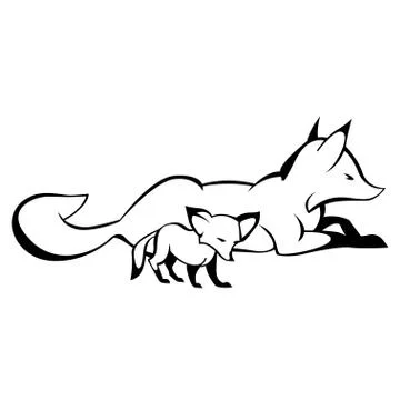 Fox sign in curve lines Stock Illustration