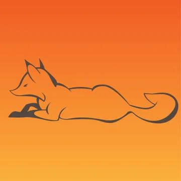 Fox sign in curve lines Stock Illustration