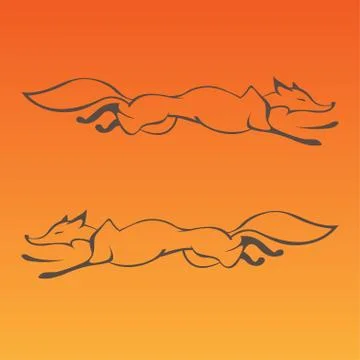 Fox sign in curve lines Stock Illustration
