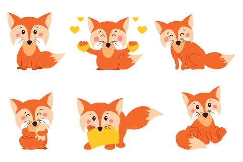 Fox signs, illustrations and elements. collection of  icons Stock Illustration