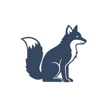 Fox Silhouette Logo Illustration Vector Template Illustrazione stock