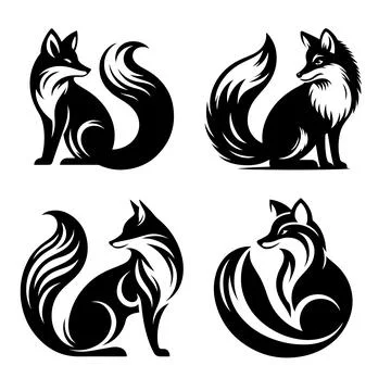 Fox silhouette set - isolated vector Stock Illustration