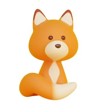 Fox sitting isolated on white background. 3d rendering Stock Illustration
