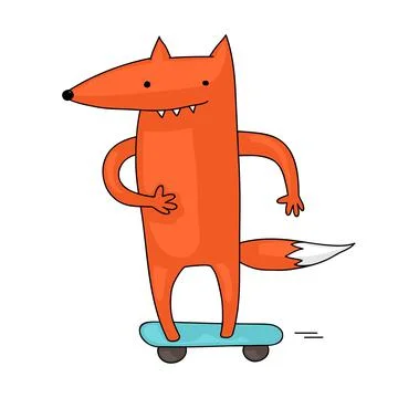 Fox on skateboard Stock Illustration