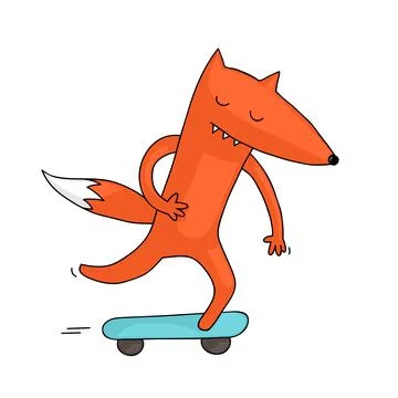 Fox skateboarding Stock Illustration