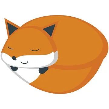 Fox sleep vector, lazy forest animal cartoon icon Stock Illustration