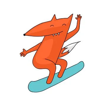 Fox snowboarding Stock Illustration