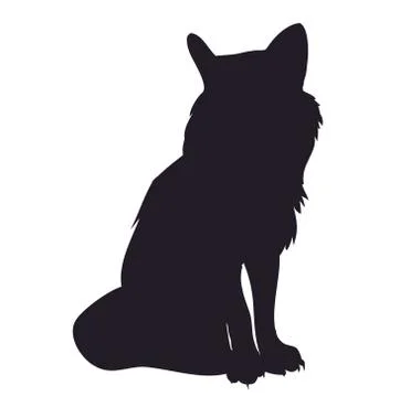 Fox stands, silhouette, vector Stock Illustration