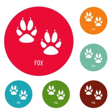 Fox step icons circle set Stock Illustration