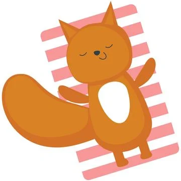 Fox on summer beach vector kawaii animal icon Stock Illustration
