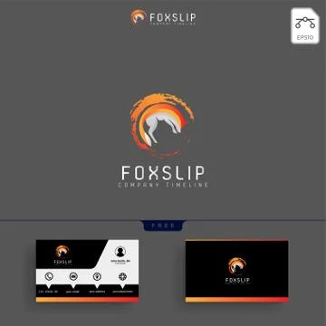 Fox Tail logo template and business card Stock Illustration