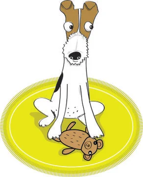 Fox terrier with toy teddy bear 스톡 일러스트