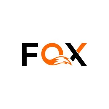 The FOX text and inside the "O" waving figure fox tail sweetheart Stock Illustration