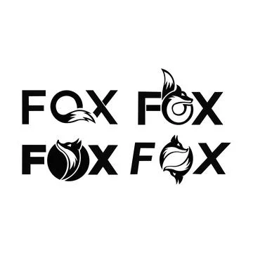 The FOX text and inside the "O" waving figure fox tail sweetheart Stock Illustration