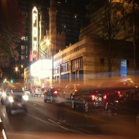Fox Theater time lapse at night in Atlanta, Georgia Stock Footage 69500338