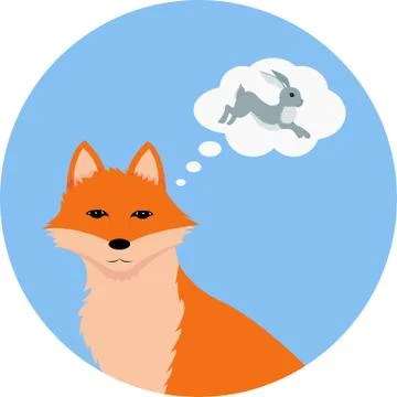 Fox thinking about hare Illustrazione stock