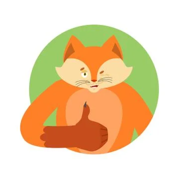 Fox thumbs up and winks. Wild beast happy emoji. she-fox Vector illustration イラスト素材