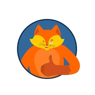 Fox thumbs up and winks. Wild beast happy emoji. she-fox Vector illustration イラスト素材