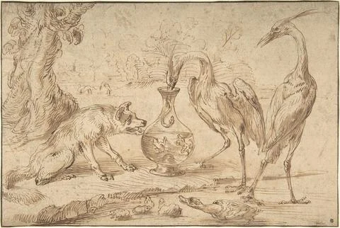 Fox With Two Herons ca. 163040 Frans Snyders Flemish A close collaborator w.. Stock Photos