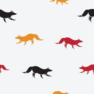 Fox vector art background design for fabric and decor. Seamless pattern Illustrazione stock