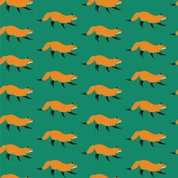Fox vector art background design for fabric and decor. Seamless pattern Stock Illustration