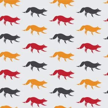 Fox vector art background design for fabric and decor. Seamless pattern Stock Illustration
