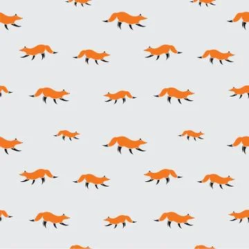 Fox vector art background design for fabric and decor. Seamless pattern Stock Illustration
