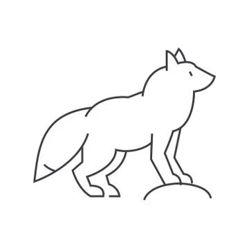 Fox vector line icon, sign, illustration on background, editable strokes Stock Illustration