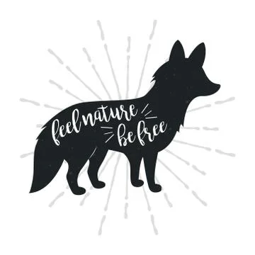Fox vintage logo template with text d Stock Illustration